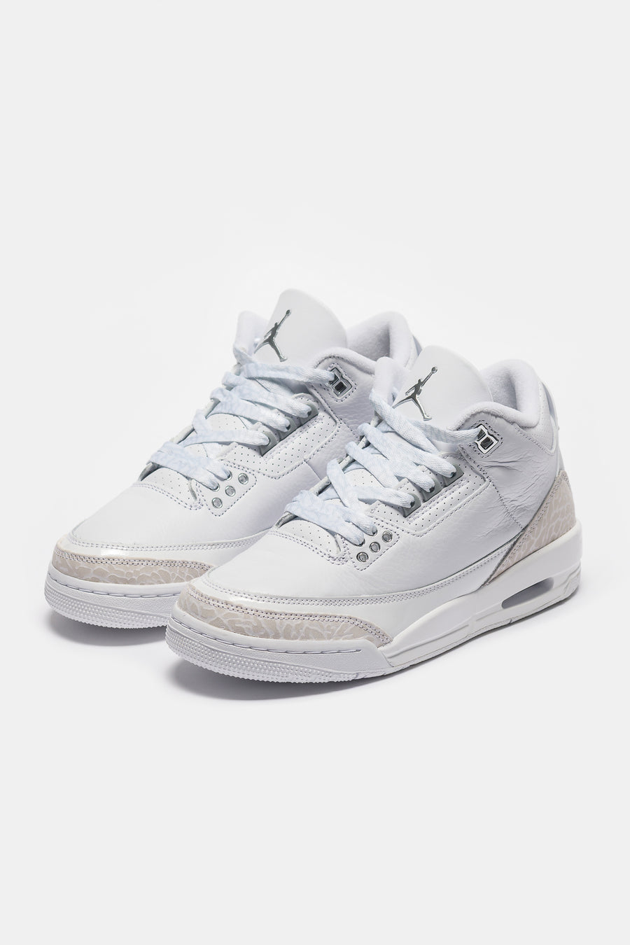 Jordan Air Jordan 3 Retro Grade School Sneaker in White/Metallic Silver/White - Notre