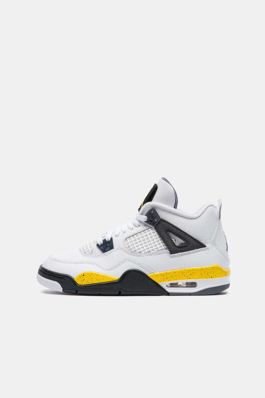 Jordan Air Jordan 4 Retro Grade School Sneaker in White/Tour Yellow/Dark Blue Grey/Black - Notre