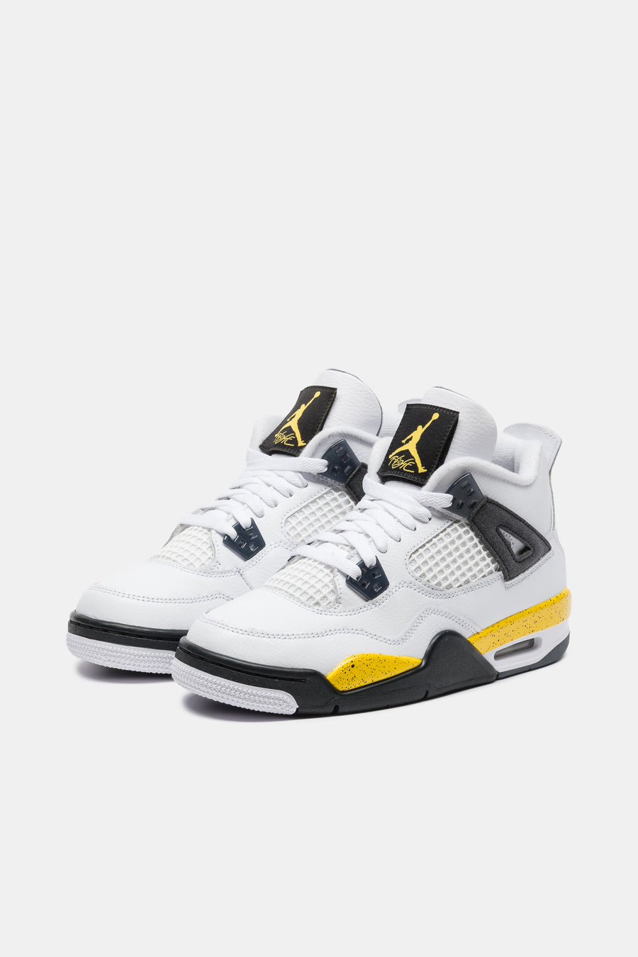 Jordan Air Jordan 4 Retro Grade School Sneaker in White/Tour Yellow/Dark Blue Grey/Black - Notre