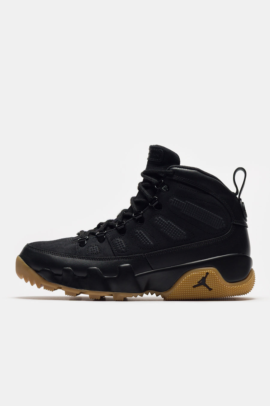 Air Jordan 9 Retro Sneaker in Black/Black/Gum Light Brown