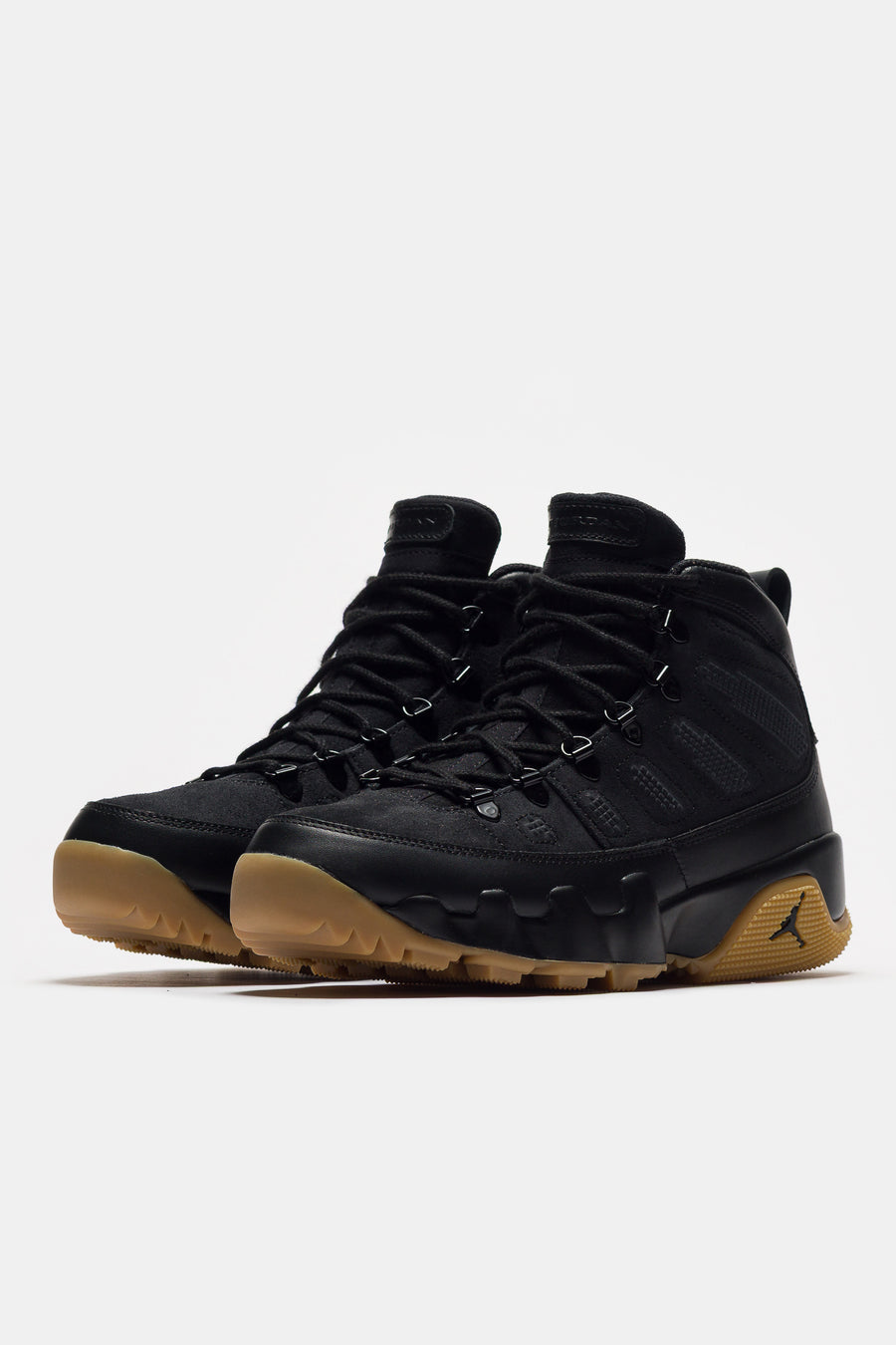 Air Jordan 9 Retro Sneaker in Black/Black/Gum Light Brown