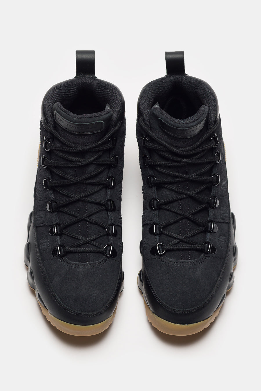 Air Jordan 9 Retro Sneaker in Black/Black/Gum Light Brown