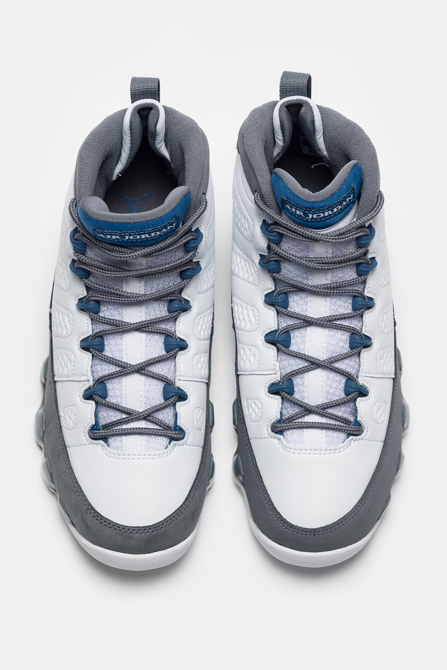 Air Jordan 9 Retro Grade School Sneaker in White/French Blue/Flint