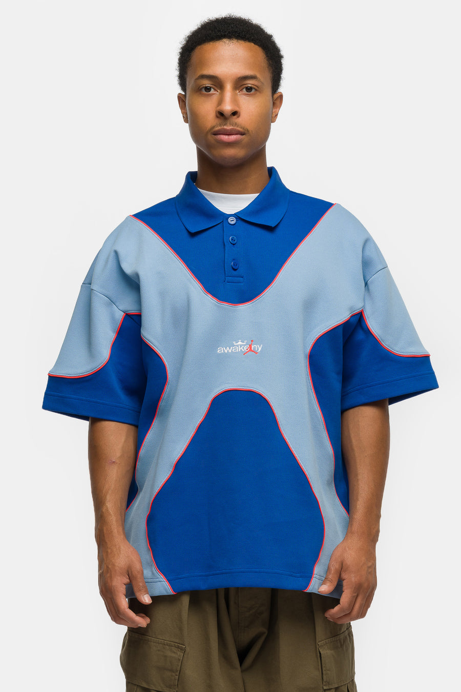 Jordan Awake NY Polo in Light Blue/Game Royal/Infrared 23/White - Notre