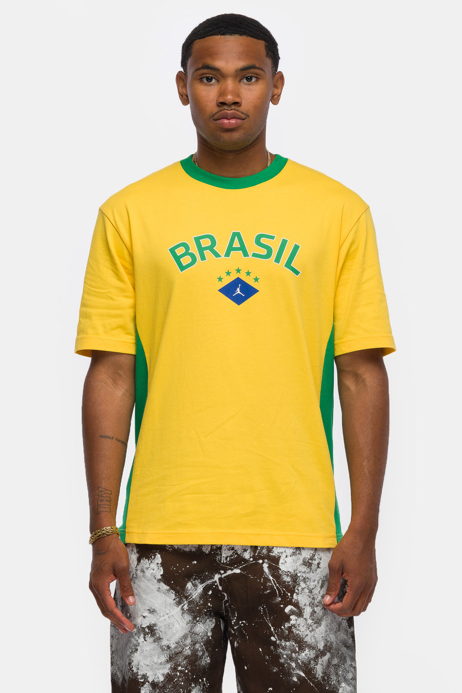 Jordan Brasil Graphic T-Shirt in Varsity Maize/lucky Green - Notre