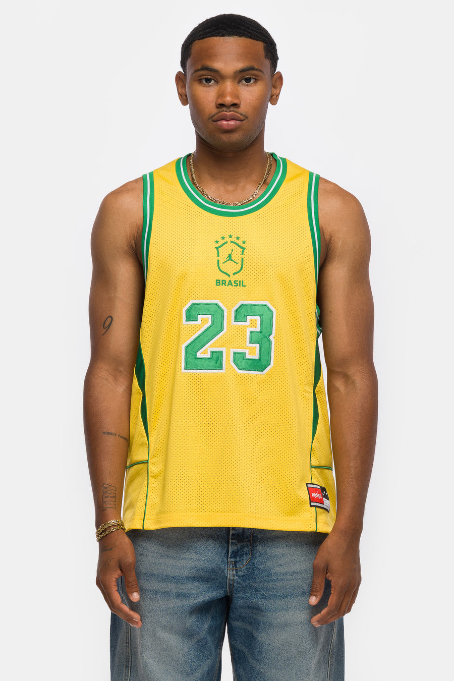 Jordan Essentials Mesh Jersey in Varsity Maize/Lucky Green - Notre
