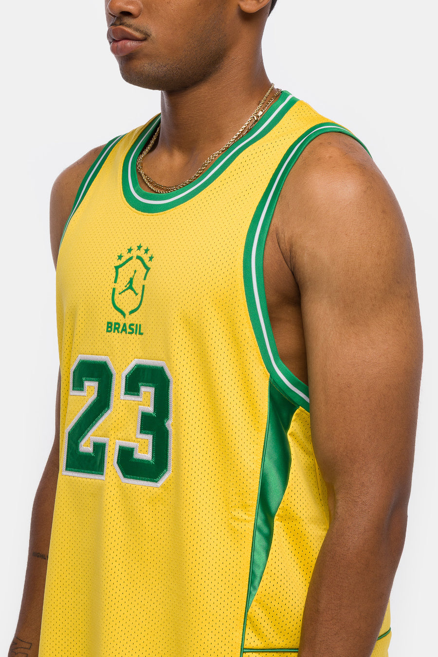 Jordan Essentials Mesh Jersey in Varsity Maize/Lucky Green - Notre