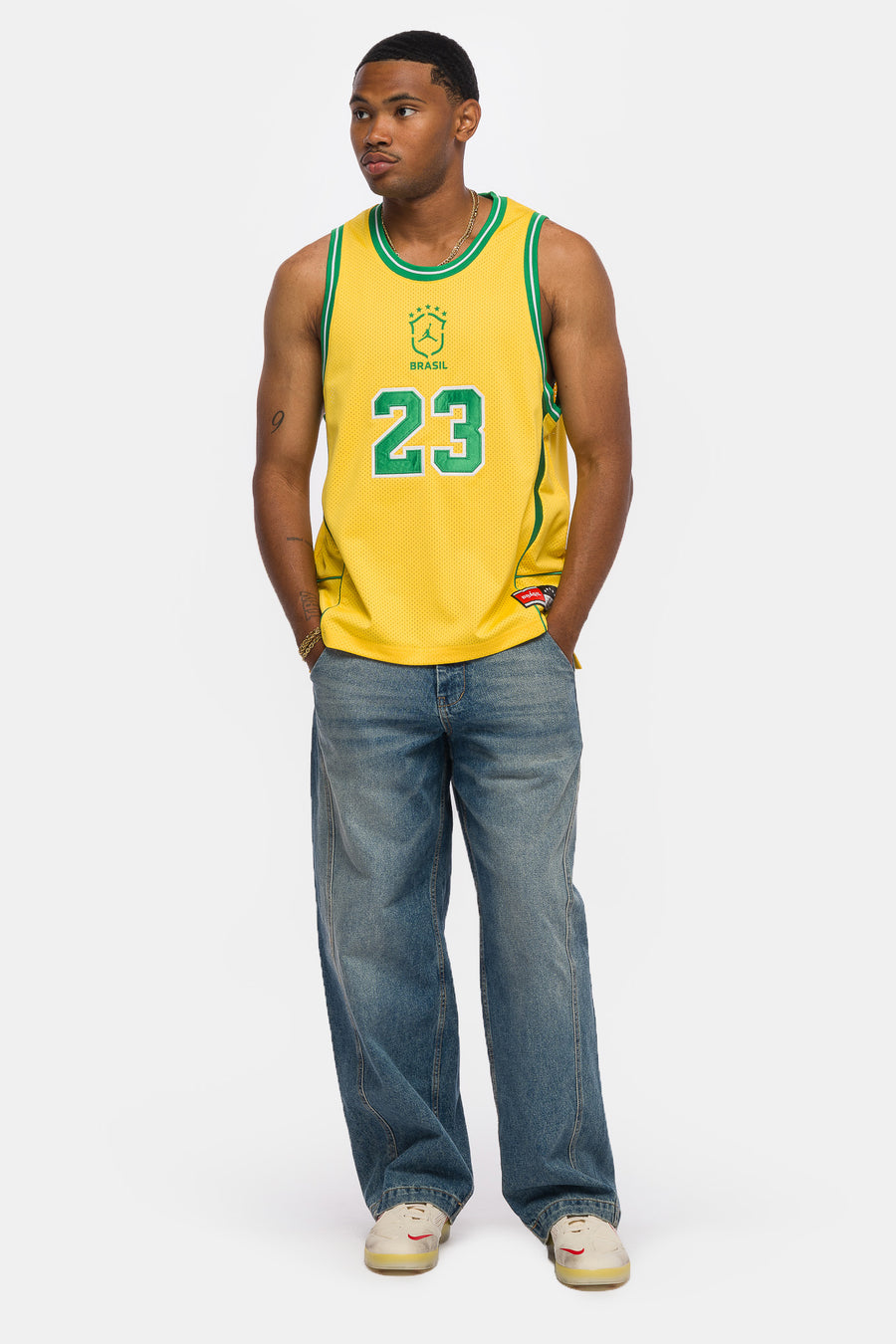 Jordan Essentials Mesh Jersey in Varsity Maize/Lucky Green - Notre