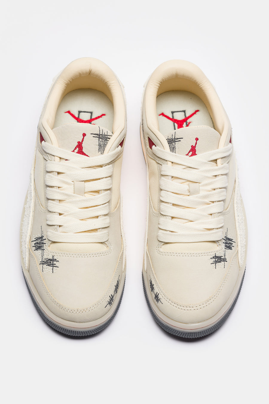 Jordan Téla Flight Court Sneaker in Coconut Milk/Varsity Red/Muslin/Off Noir - Notre
