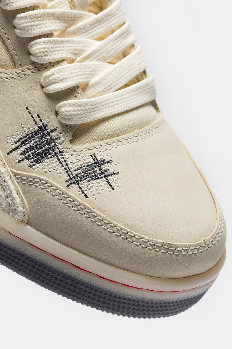 Jordan Téla Flight Court Sneaker in Coconut Milk/Varsity Red/Muslin/Off Noir - Notre