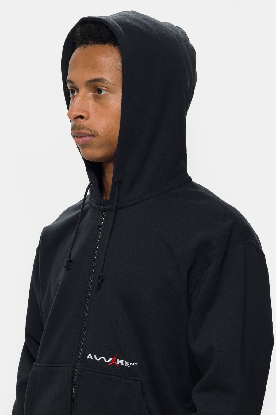 Jordan Awake NY Full-Zip Fleece Hoodie in Black/University Red - Notre