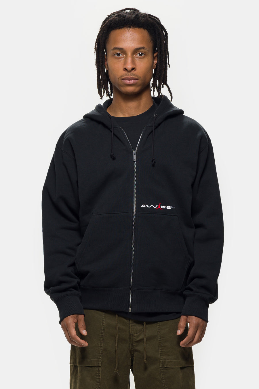 Jordan Awake NY Full-Zip Fleece Hoodie in Black/University Red - Notre