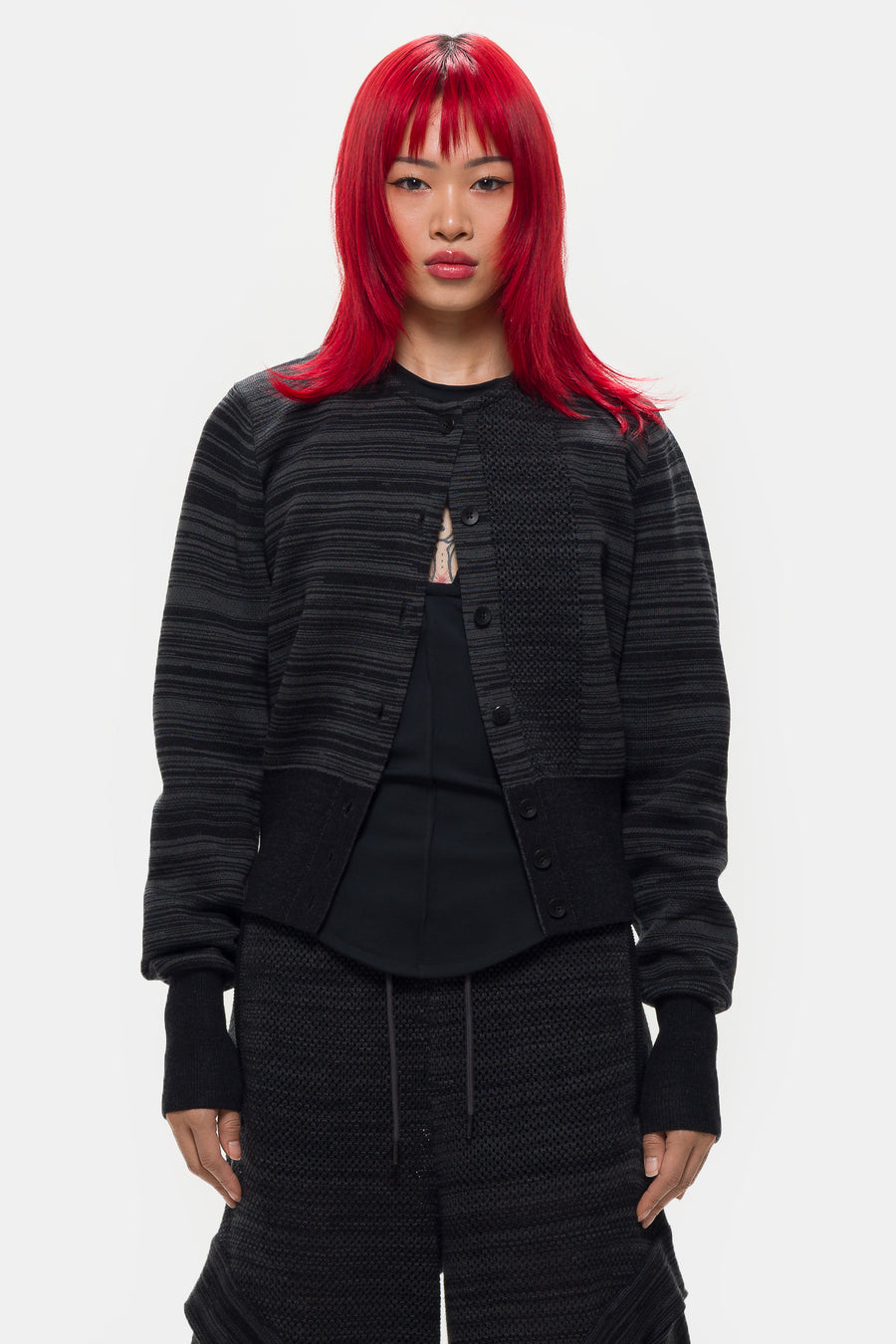 Jordan Téla Knit Cardigan in Dark Smokey Grey/Black - Notre