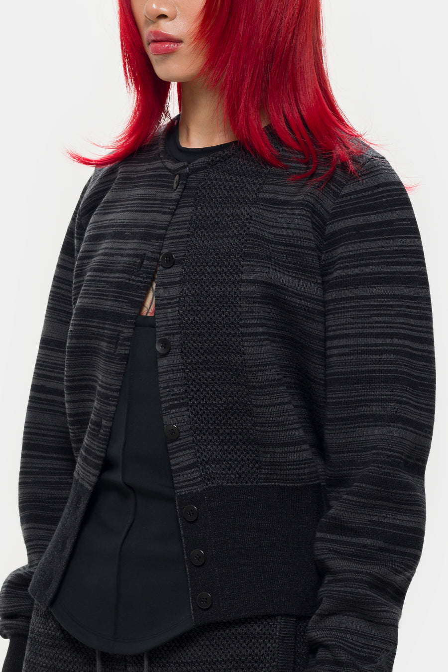 Jordan Téla Knit Cardigan in Dark Smokey Grey/Black - Notre