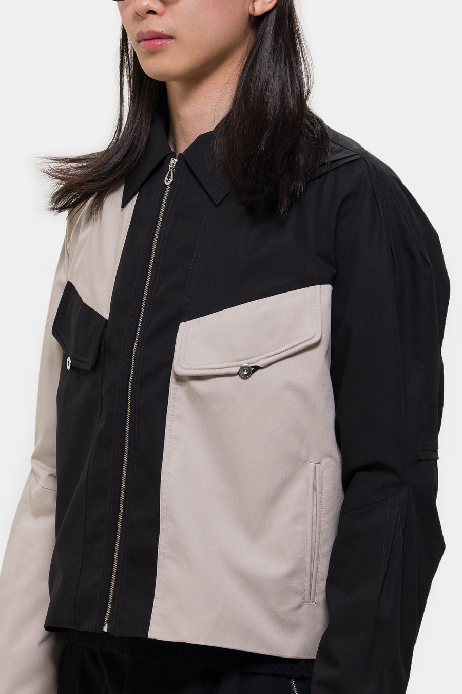 Alec K-Dart Blouson Jacket in Seedpearl/Black Sable