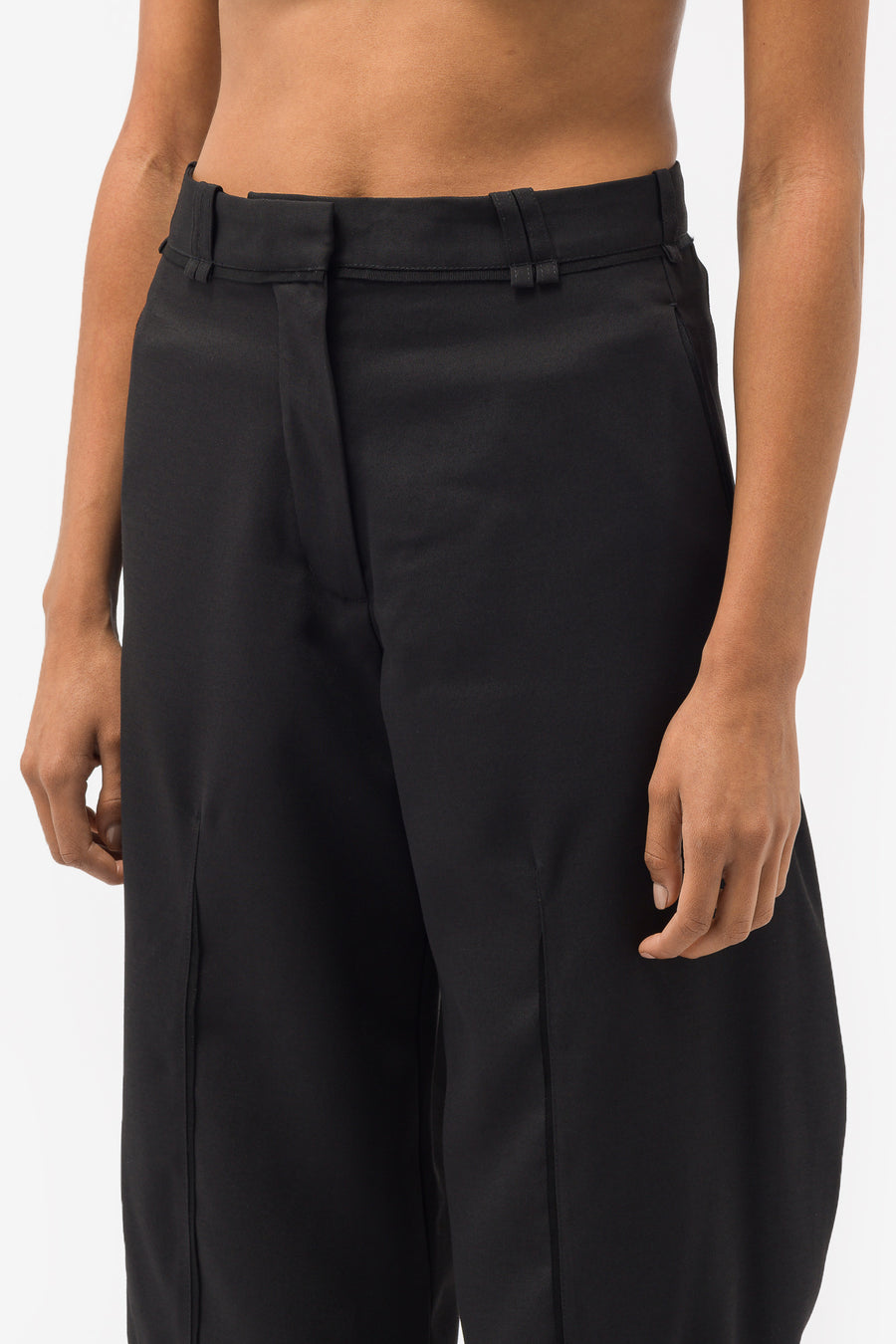 Hina Pleat Trousers in Crow Black
