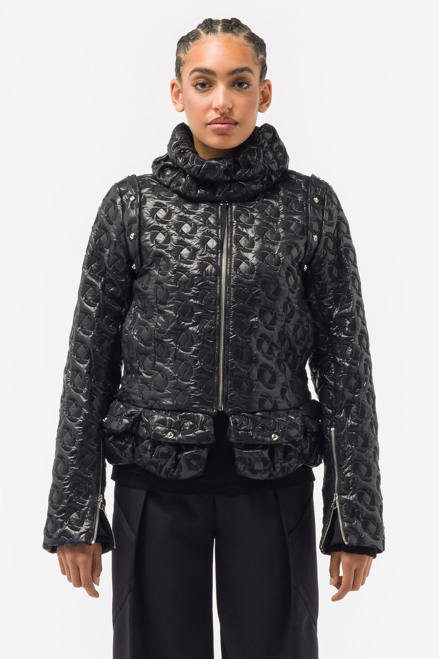 Womens Mugler black Cropped Puffer Jacket