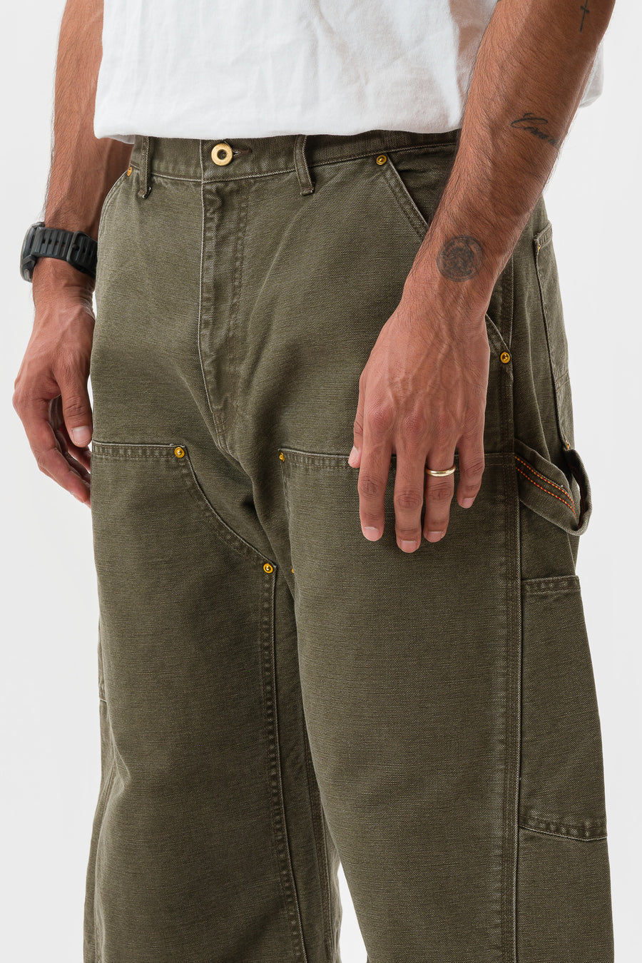 Khoki 3D Cutting Painter Pant in Khaki - Notre