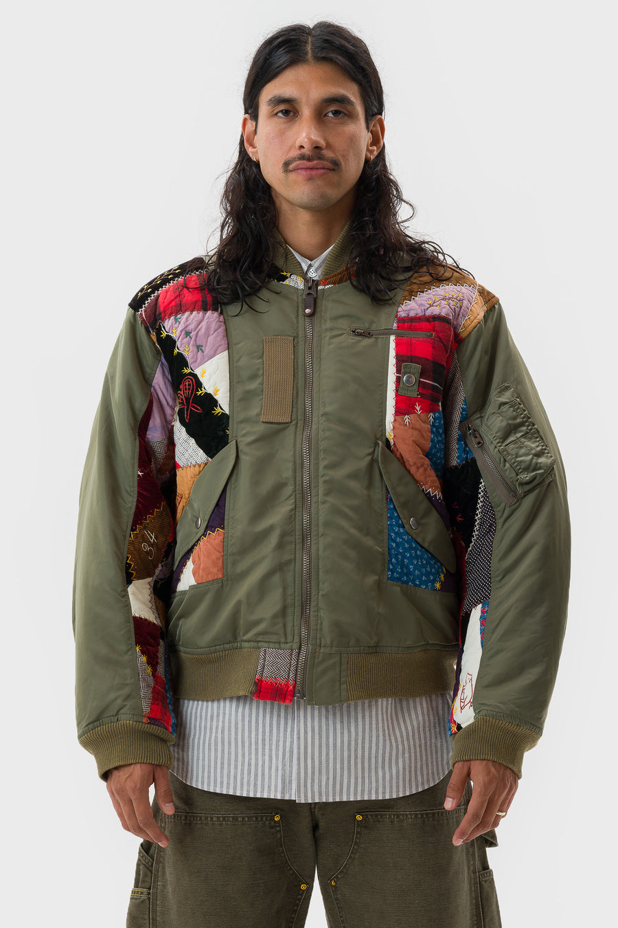 Khoki Quilt Bomber Jacket in Khaki - Notre