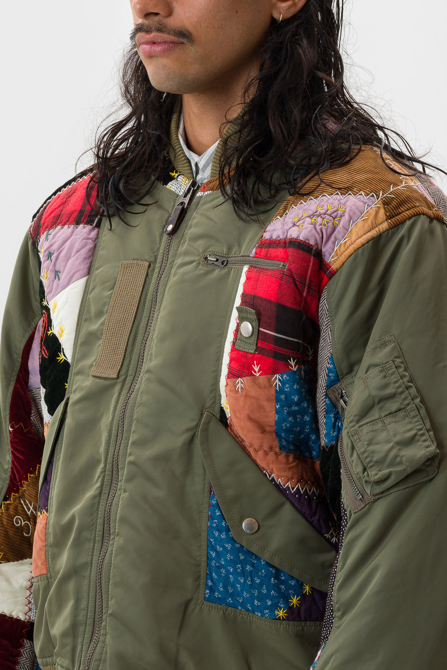 Khoki Quilt Bomber Jacket in Khaki - Notre