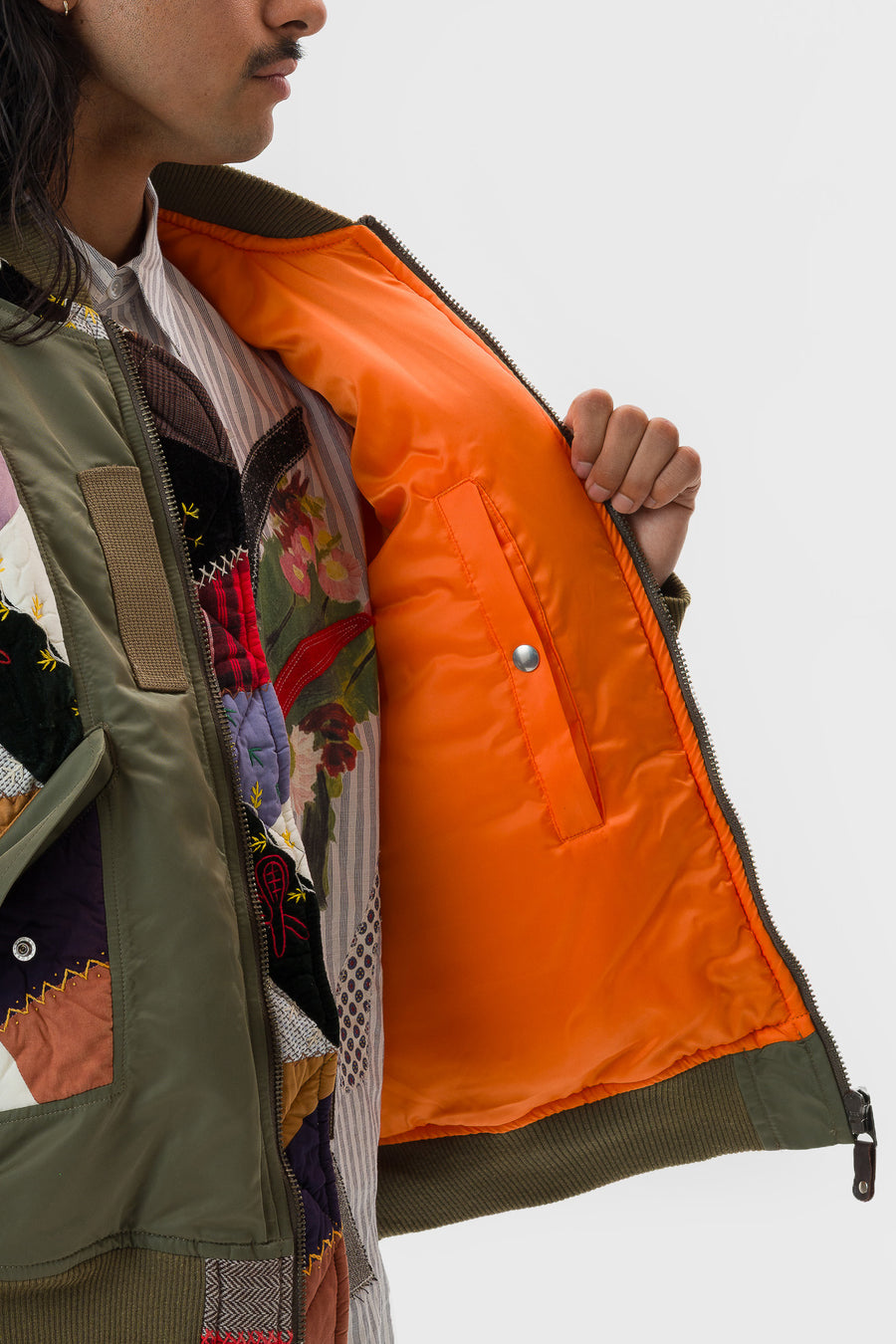 Khoki Quilt Bomber Jacket in Khaki - Notre