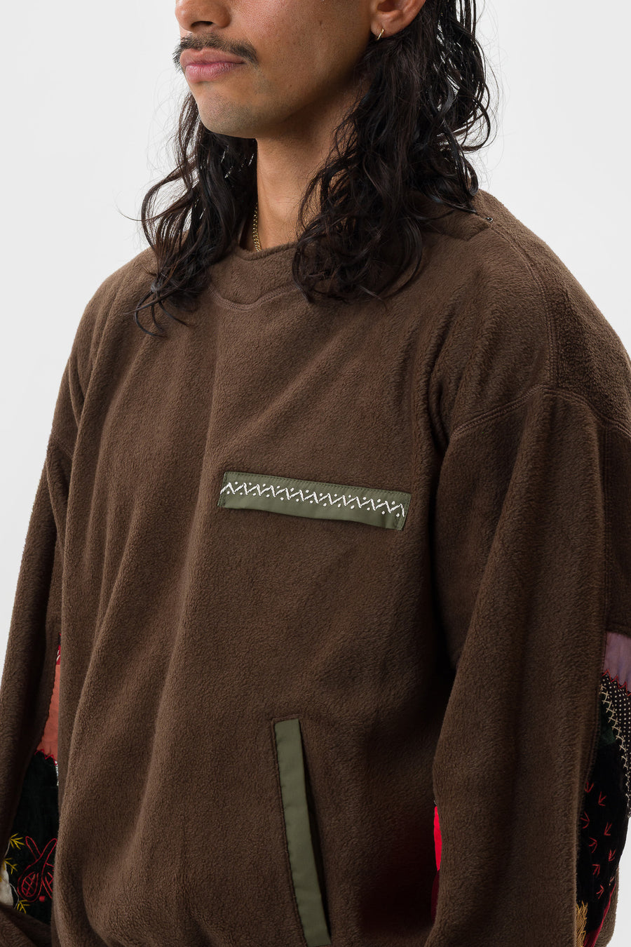 Khoki Quilt Fleece Pullover in Khaki - Notre