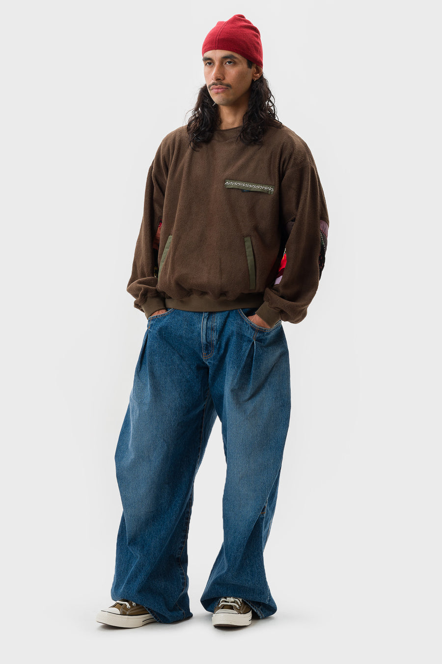 Khoki Quilt Fleece Pullover in Khaki - Notre