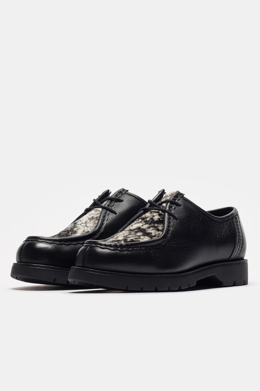 Kleman Padrini Moc Toe Shoe in Black/Beige - Notre