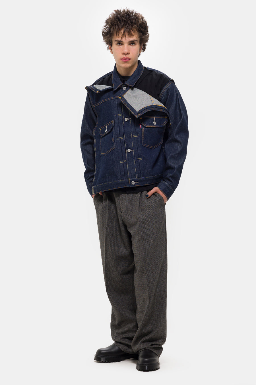 Undercover Pinnacle Type II Trucker Jacket in Dark Wash Undercover Pinnacle Type II Trucker Jacket in Dark Wash