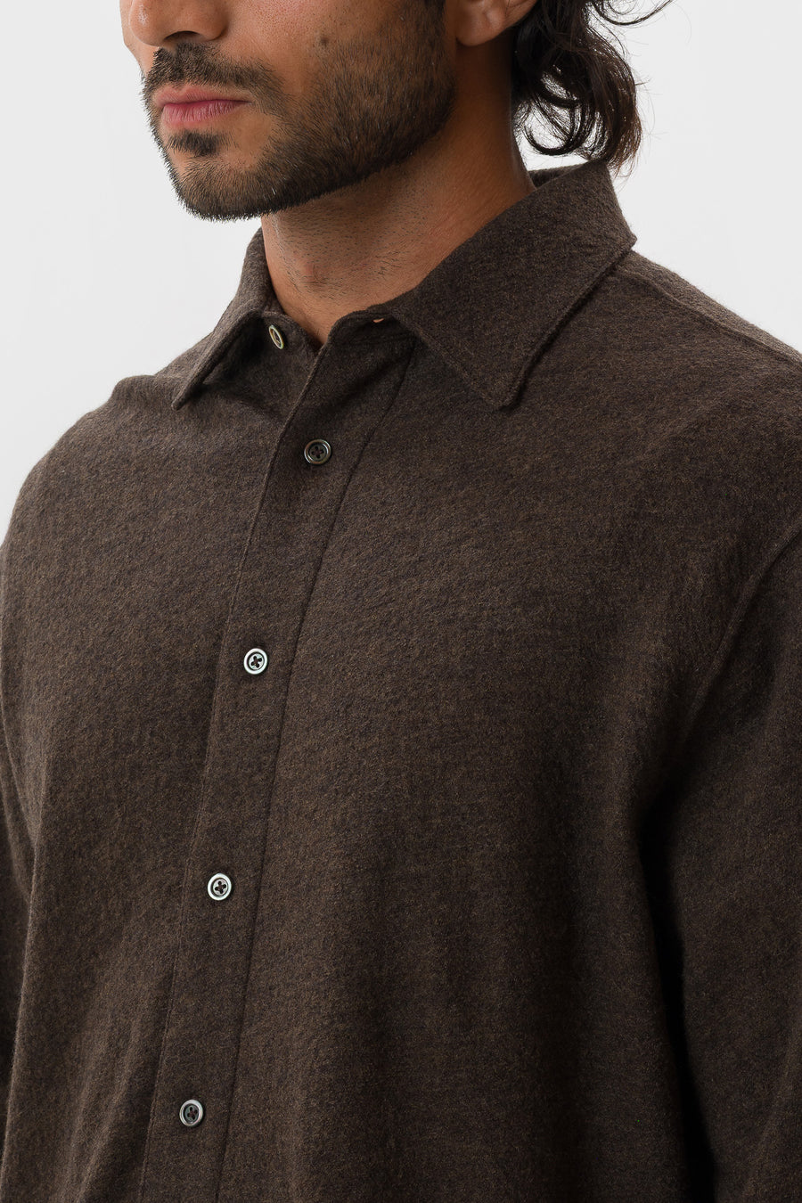 Lady White Co. Crater Wool Button Up Shirt in Brown - Notre