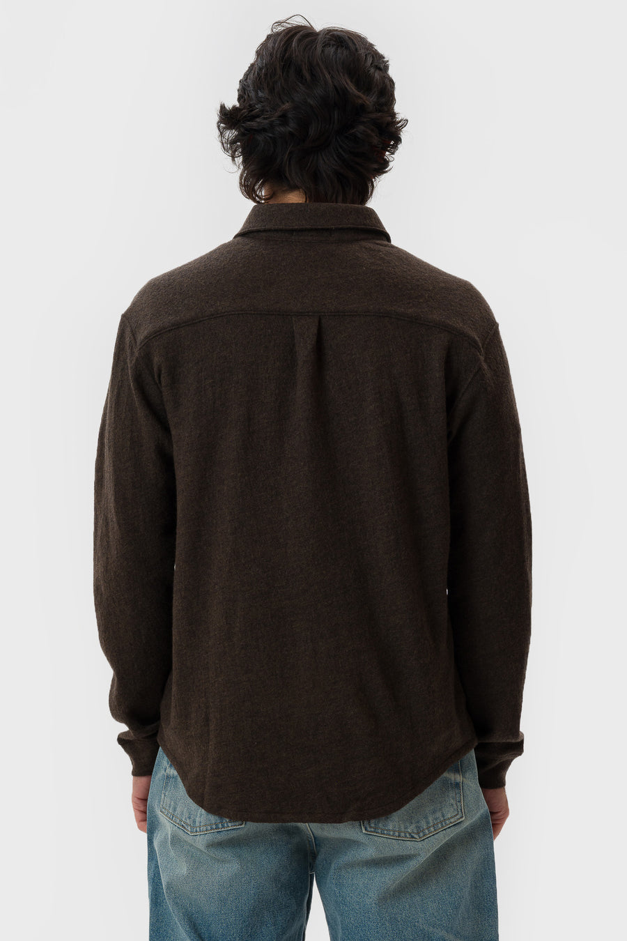 Lady White Co. Crater Wool Button Up Shirt in Brown - Notre