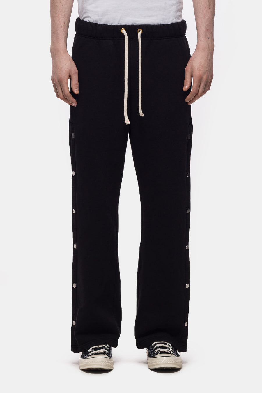 Les Tien Heavyweight Classic Side Snap Pant in Jet Black - Notre