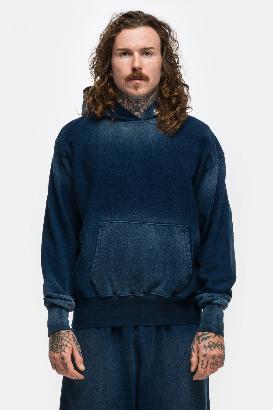 Les Tien Heavyweight Hoodie in Dark Denim - Notre