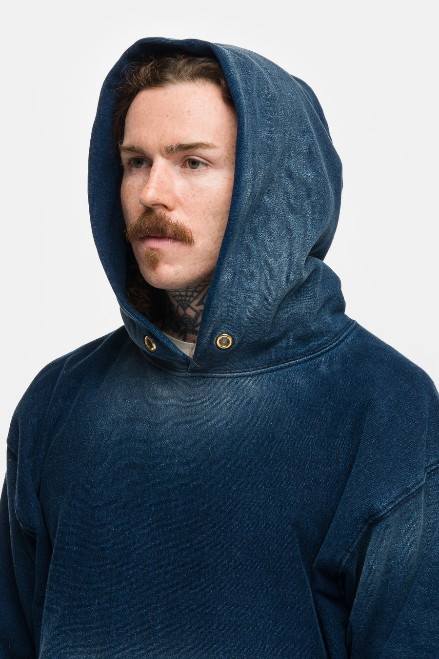 Les Tien Heavyweight Hoodie in Dark Denim - Notre