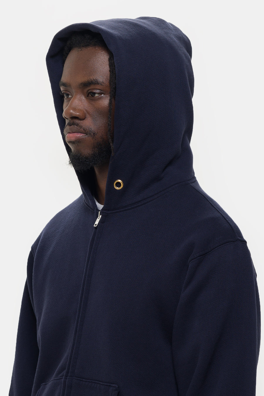 Les Tien Heavyweight Zip Hoodie in Navy - Notre