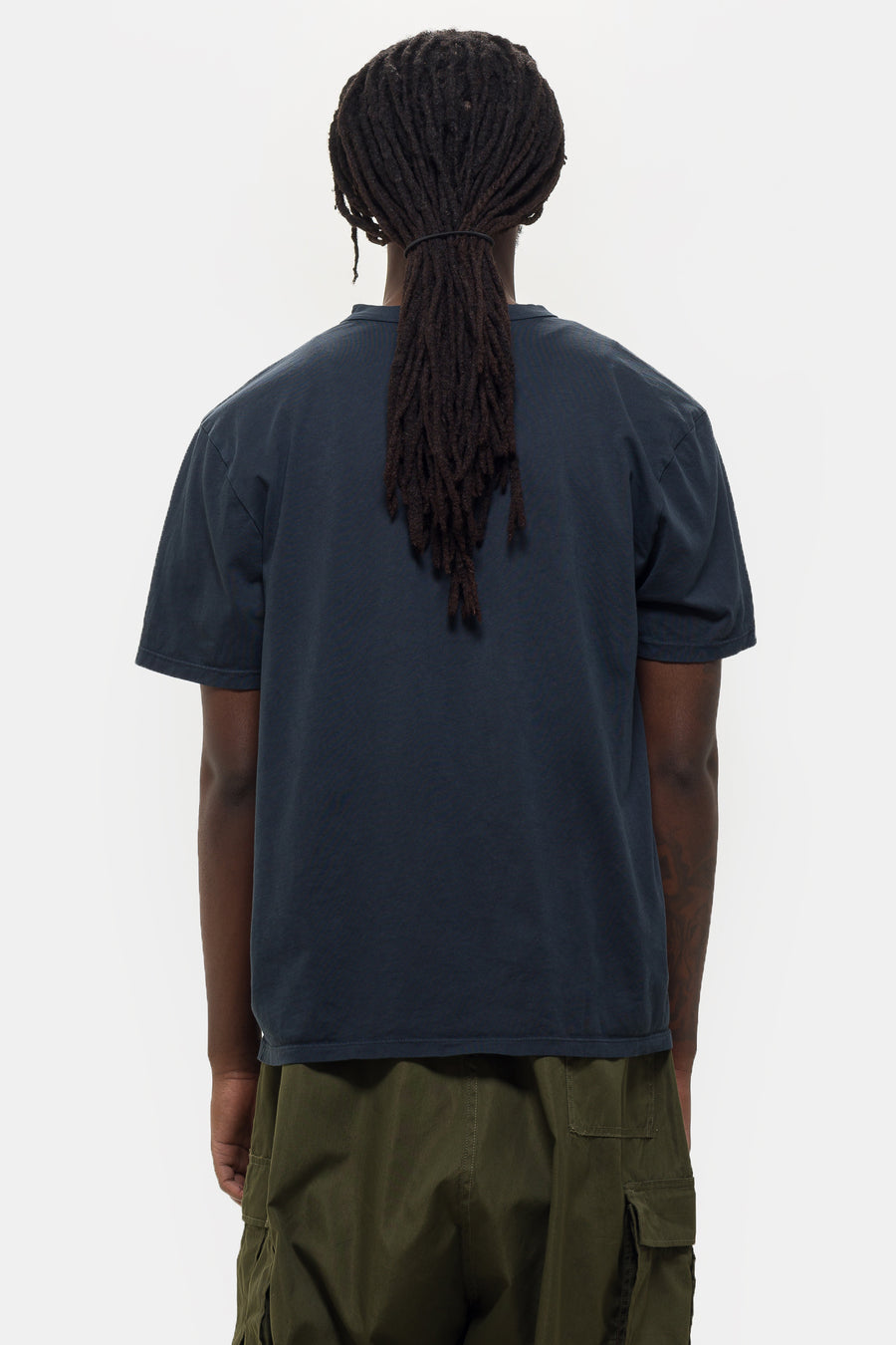Les Tien Lightweight Binded Neck T-Shirt in Faded Black - Notre
