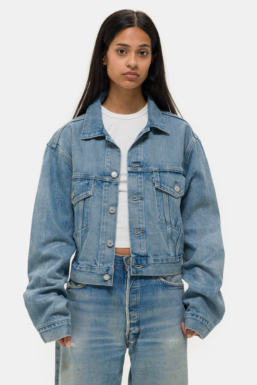 Calvin Klein -Washed Blue Full Zipper Jacket RN# 36543 CA