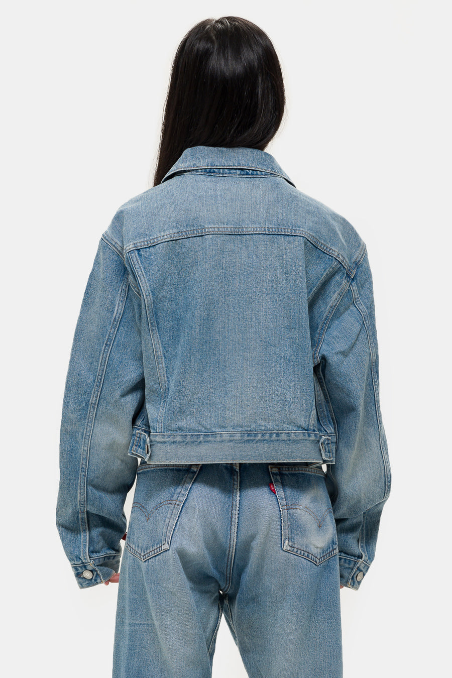 Made in Japan Short Type III Denim Trucker Jacket in Silver Moon