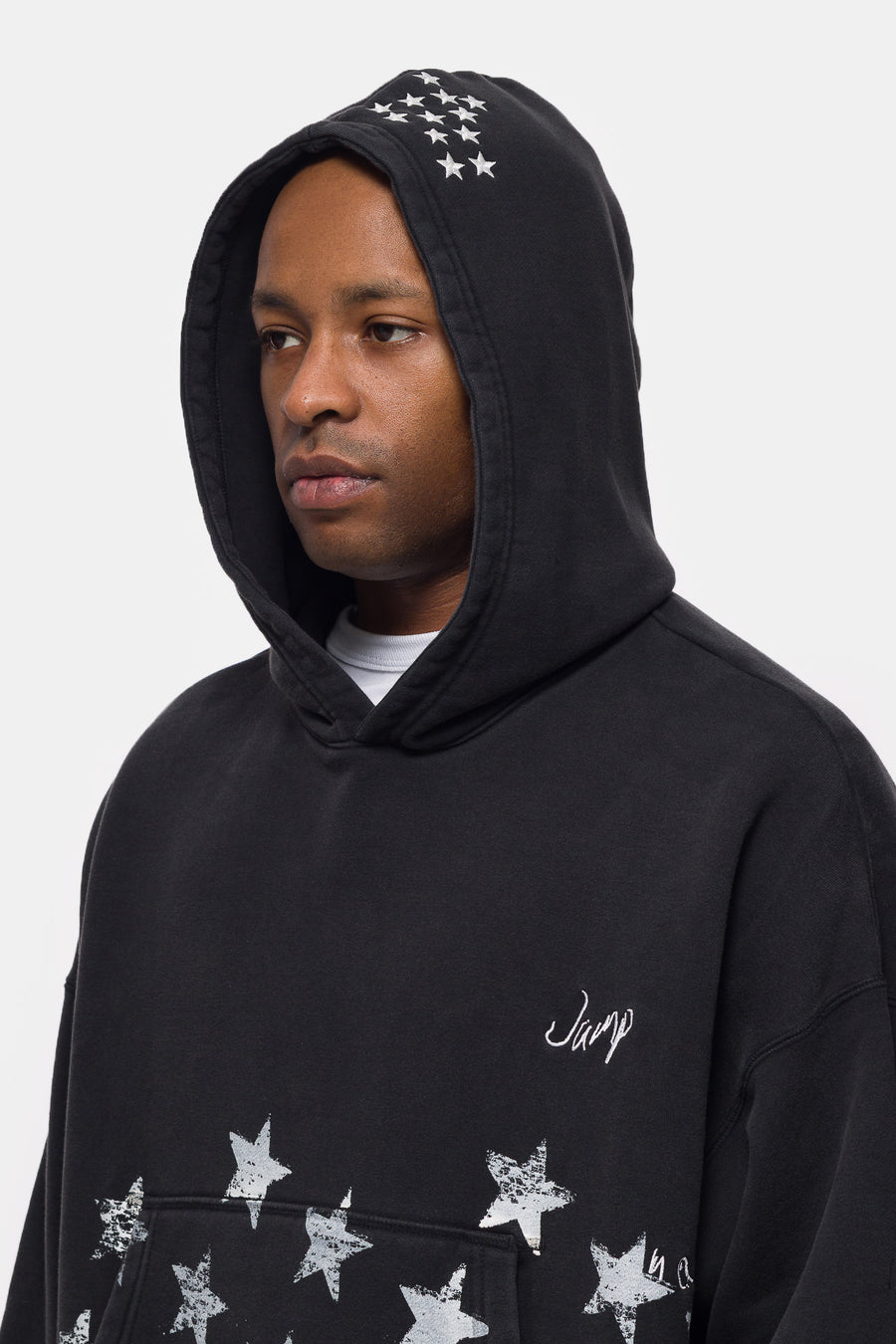 Jordan Cropped Hoodie in Black/Ivory - Notre