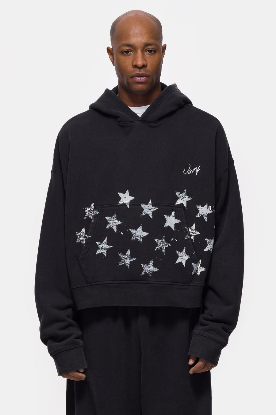 Jordan Cropped Hoodie in Black/Ivory - Notre