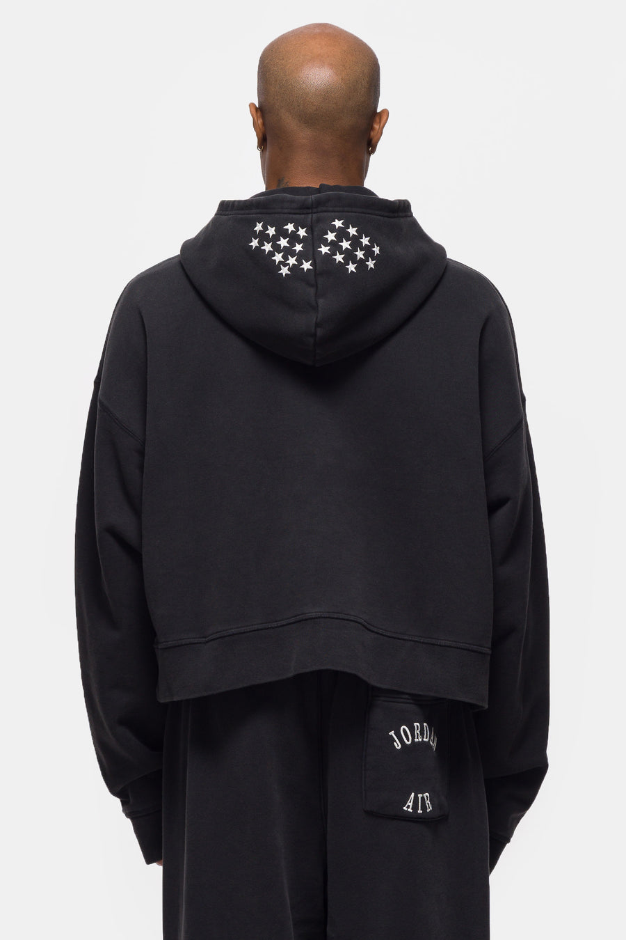 Jordan Cropped Hoodie in Black/Ivory - Notre