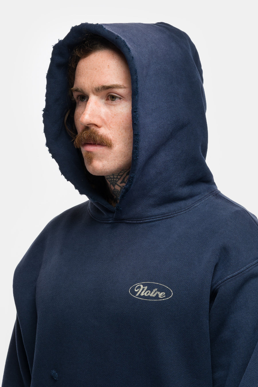 Mechanic Damaged Hoodie in Navy