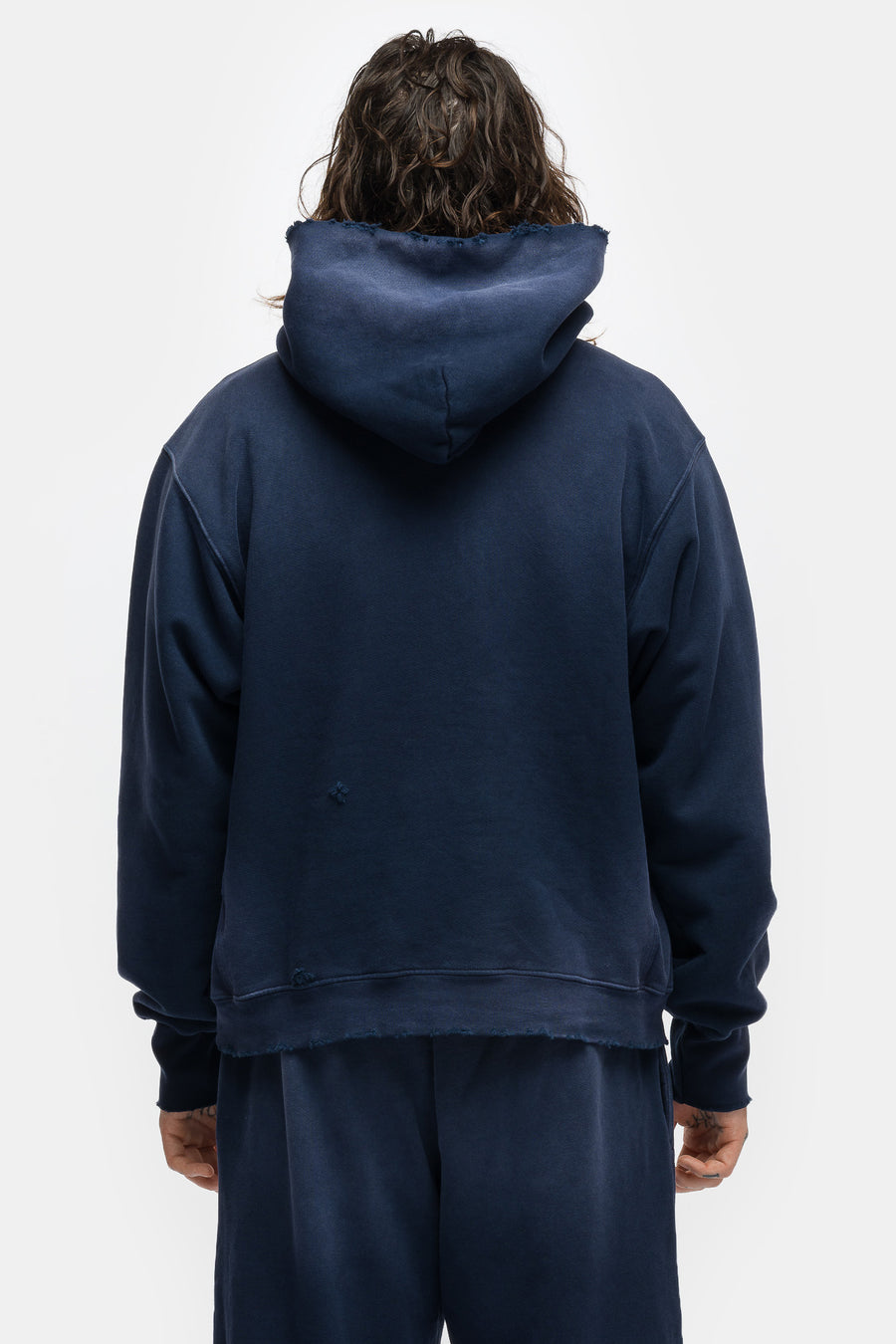 Mechanic Damaged Hoodie in Navy