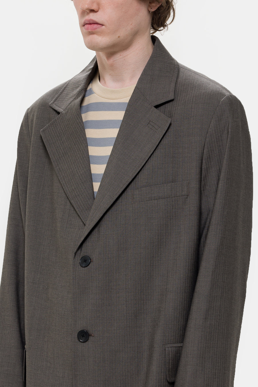 mfpen Evening Coat in Dark Taupe Herringbone - Notre
