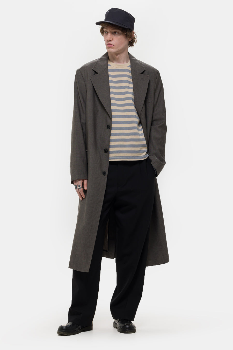 コート FACADE PATTERN Herringbone double coat_grey COS Double-Breasted Herringbone Coat in DARK GREY | endource