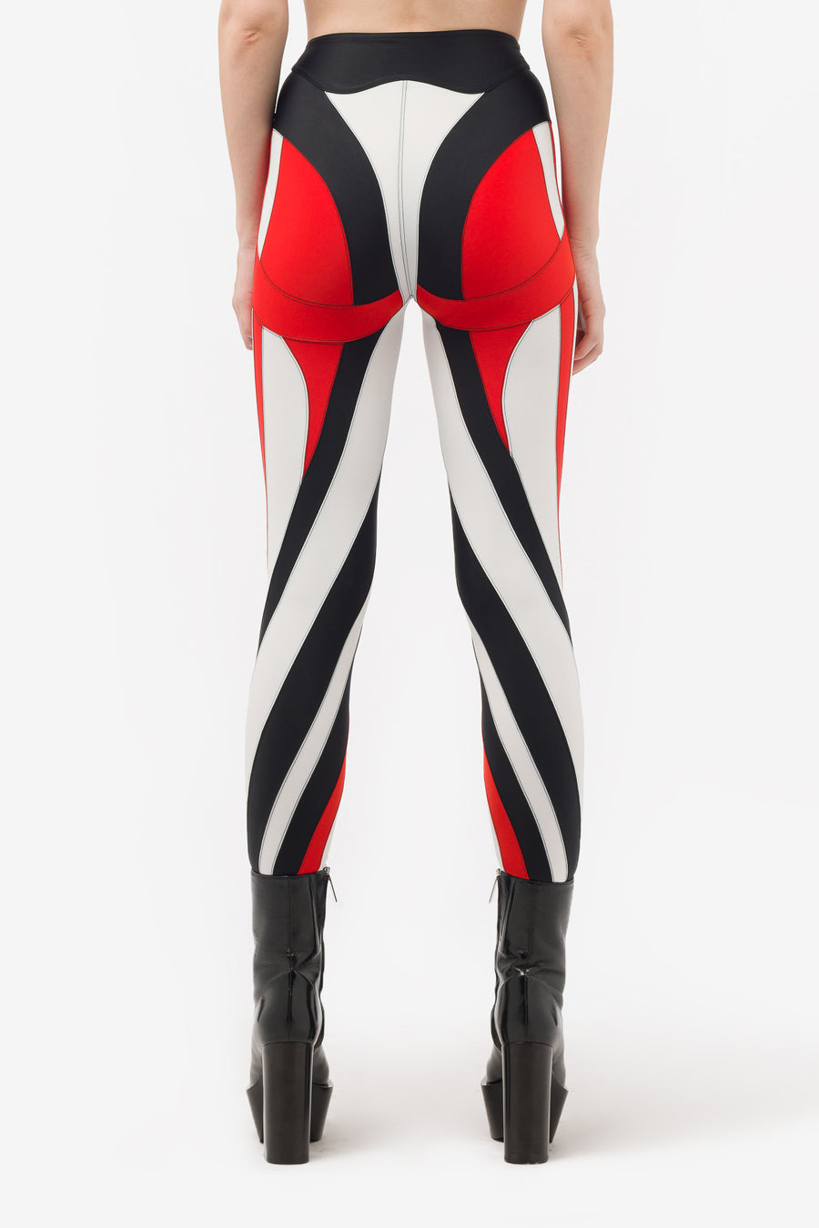 Mugler - Women's Bicolor Spiral Leggings in Red/White - Notre