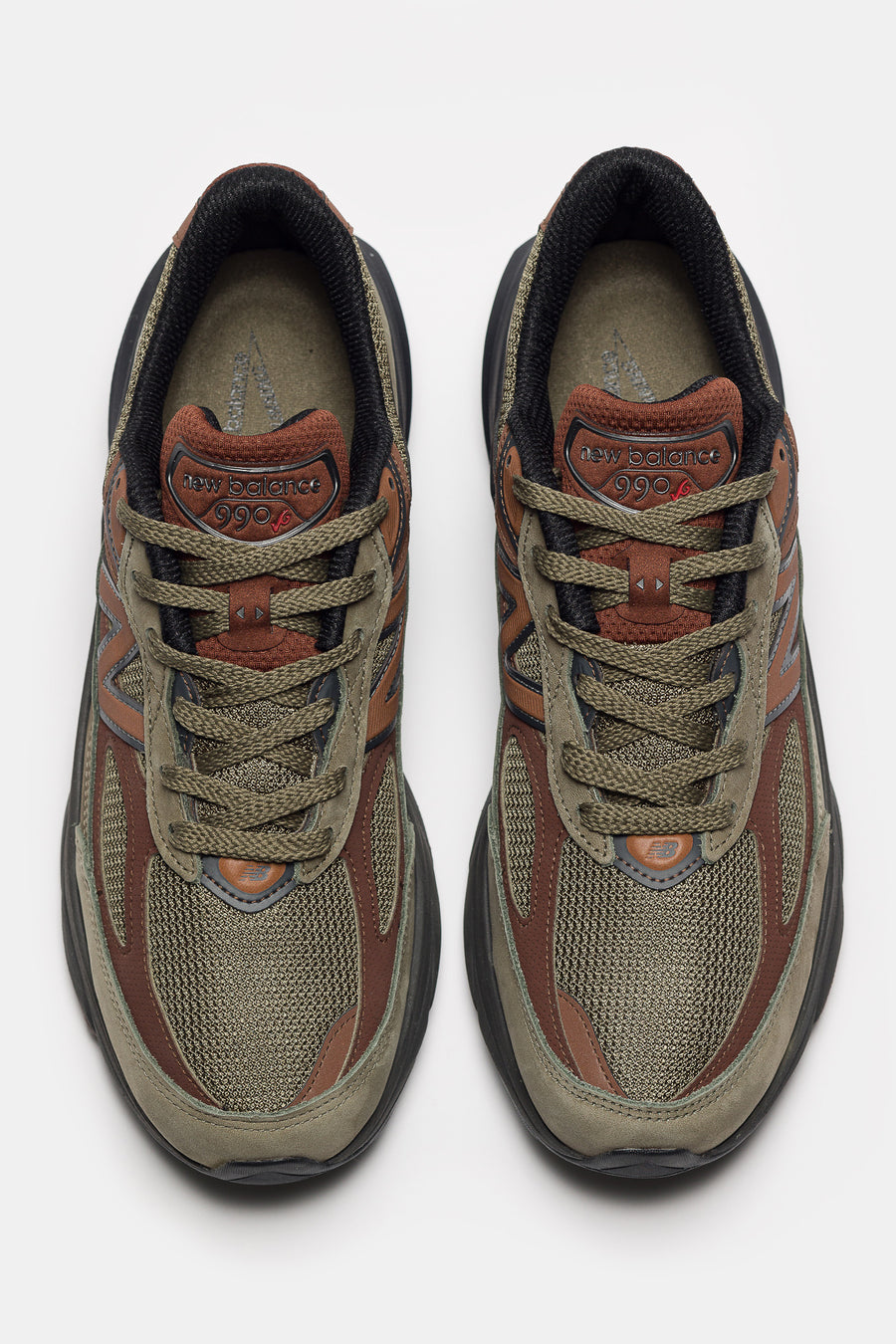 Made in USA 990 V6 Sneaker in Dark Camo/Rich Oak/Black Cement