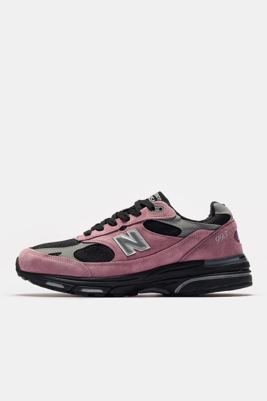 New Balance Made in USA 993 Sneaker in Pink Taffy/Black/Slate Grey - Notre