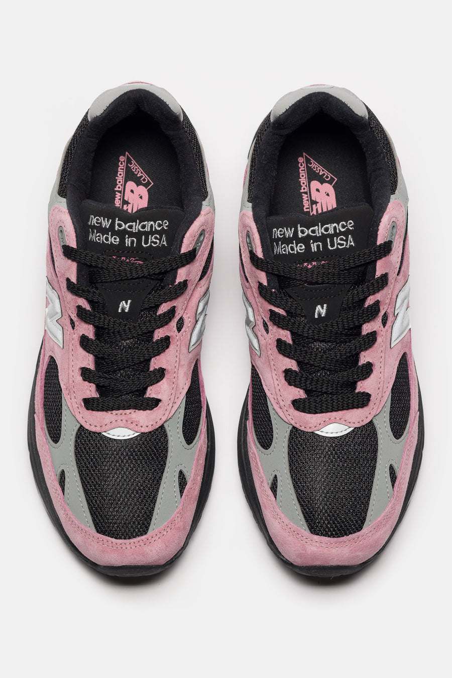 New Balance Made in USA 993 Sneaker in Pink Taffy/Black/Slate Grey - Notre