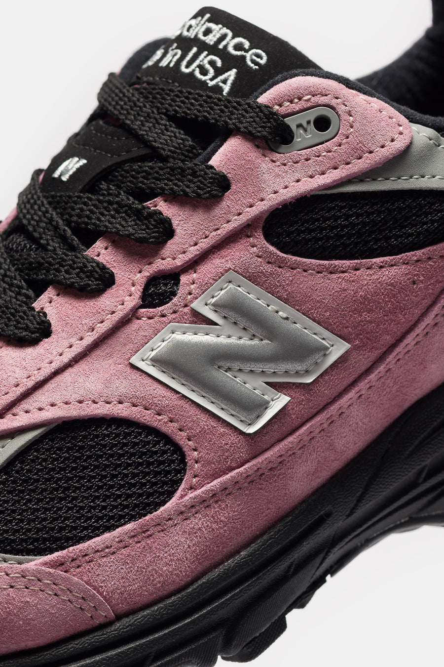 New Balance Made in USA 993 Sneaker in Pink Taffy/Black/Slate Grey - Notre